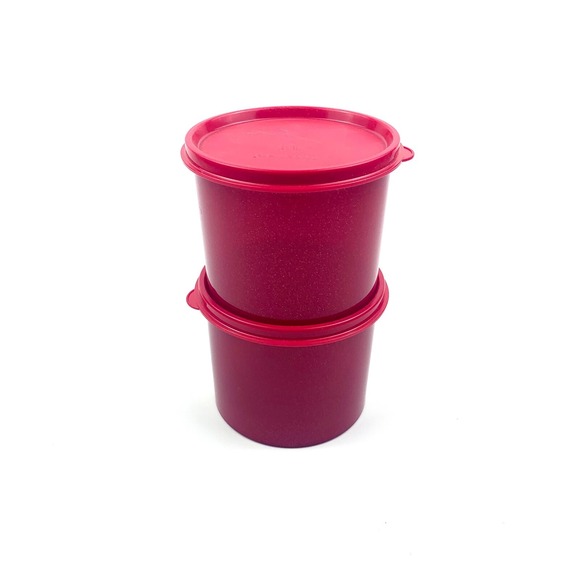 Tupperware Other - Tupperware Limited Edition Glitter Sparkle Red Canisters w/‎ Lids 2.5 Cups Lot 2